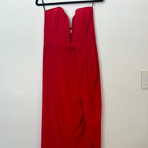 Zimmermann Strapless Red Plunge Silk Dress (Size 3)